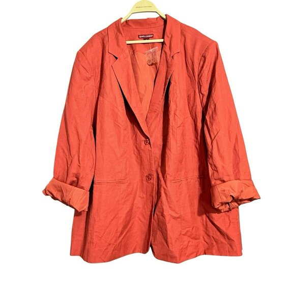 Jessica London Linen Suit Dress Business Jacket Women Size 32 Formal Pockets - Picture 3 of 12